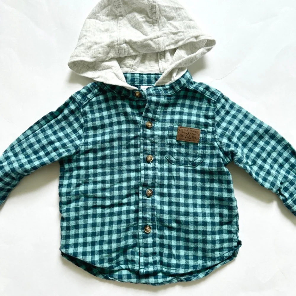 Carter's Baby Boy Matching Set Size 6M Fox Plaid Khaki
